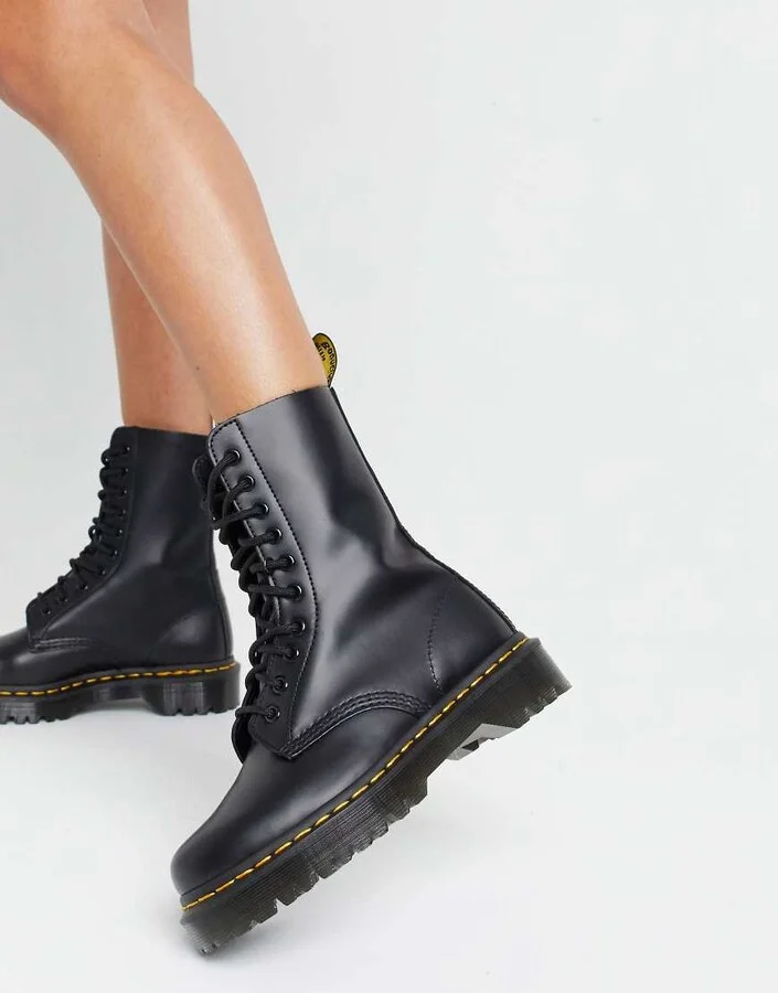 Dr Martens 1490 10 eye bex boots in black - Image 2