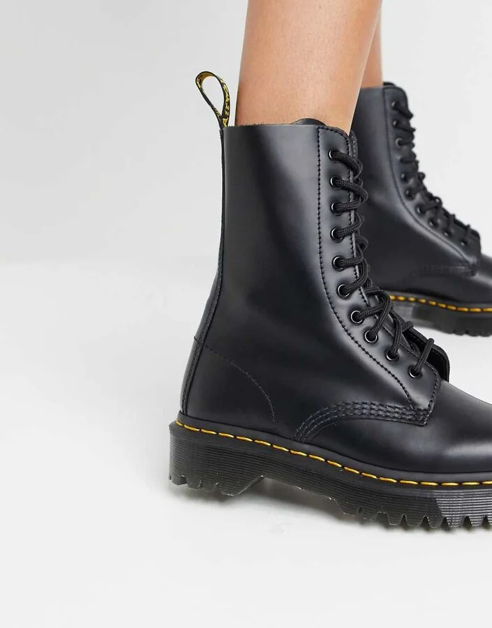 Dr Martens 1490 10 eye bex boots in black - Image 3