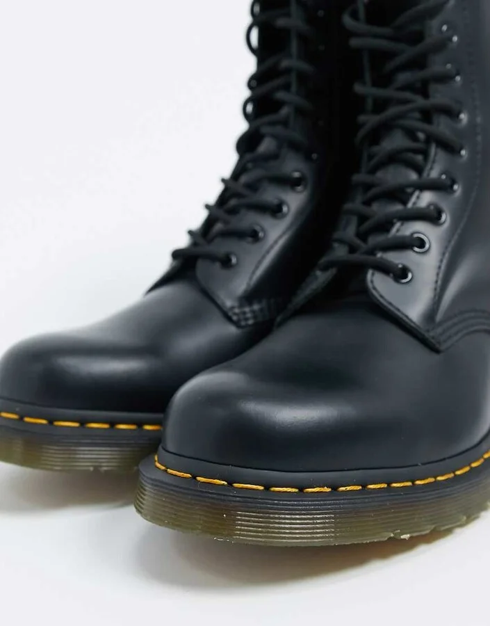 Dr Martens 1490 10-eye boots in black - Image 2