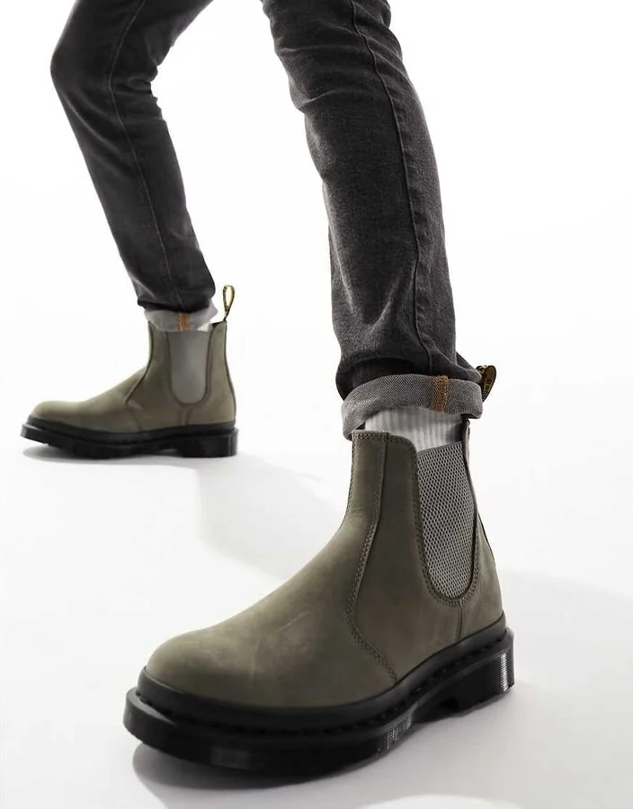 Dr Martens 2976 chelsea boots in nickel gray nubuck leather - Image 3