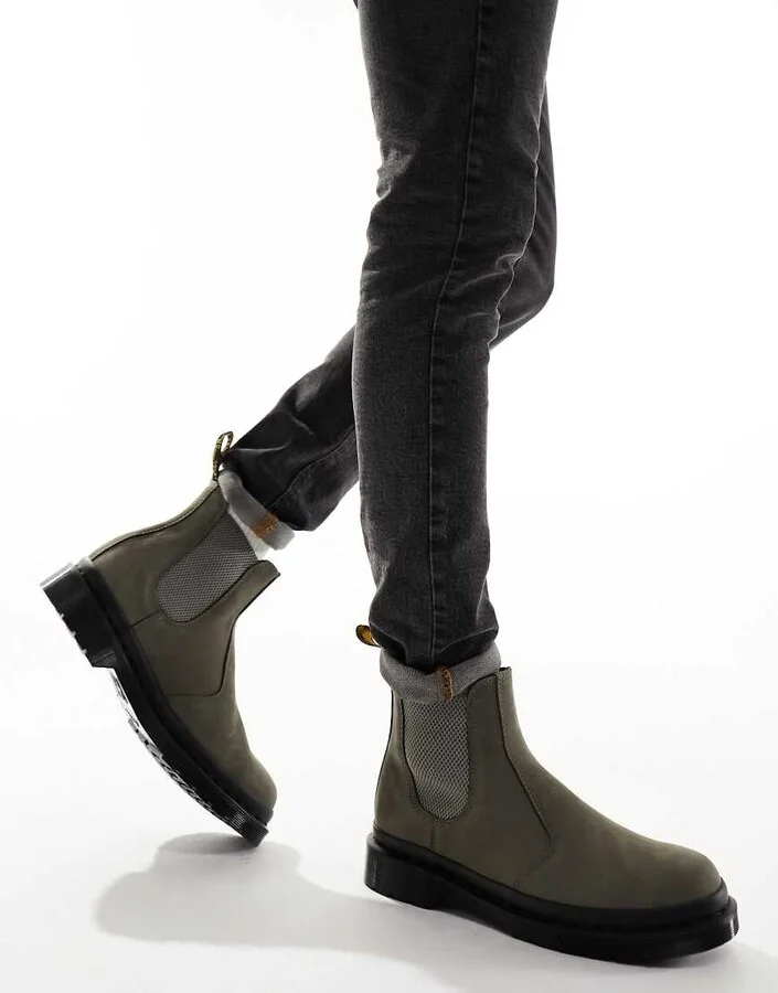 Dr Martens 2976 chelsea boots in nickel gray nubuck leather - Image 4