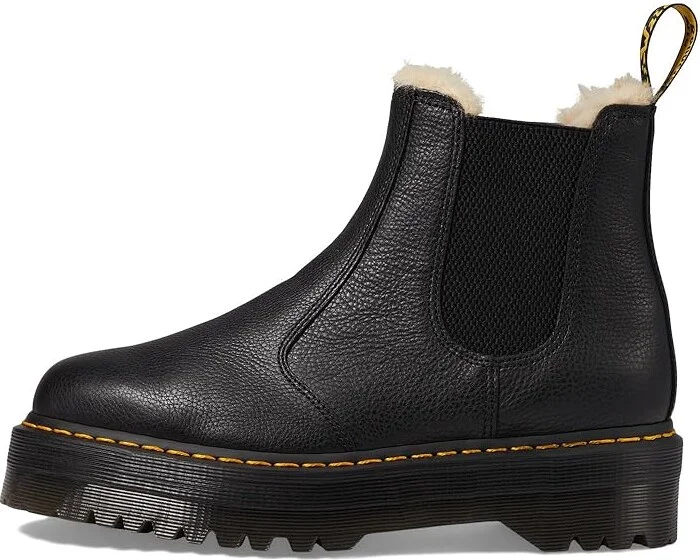 Dr. Martens 2976 Platform Faux-Fur Lined Boots Black : UK 8 (US Men's 9 - US Women's 10) Medium, Leather - Image 7