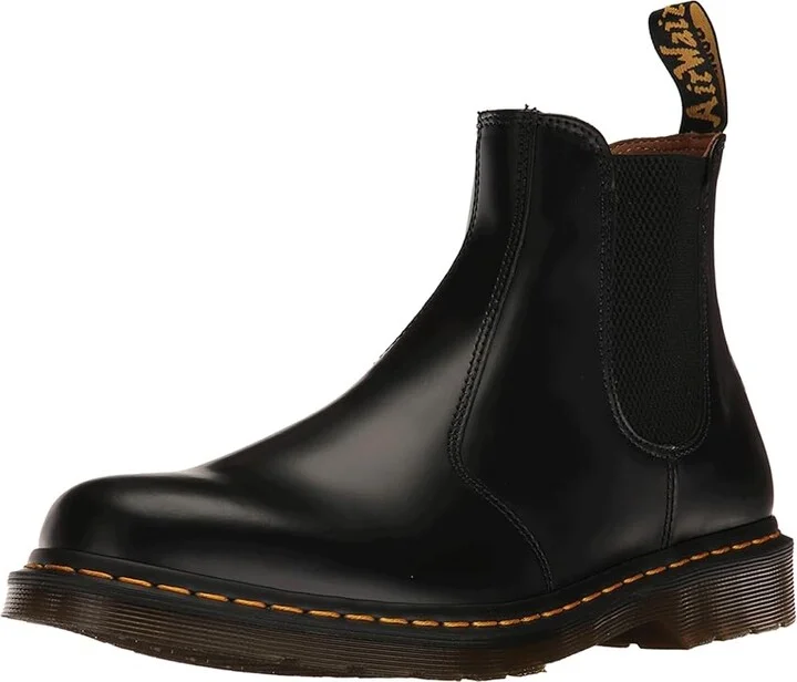 Dr. Martens 2976 Yellow Stitch Smooth Leather Chelsea Boots Shoes Black Smooth : UK 3 (US Men's 4 - Women's 5) Medium - Image 2