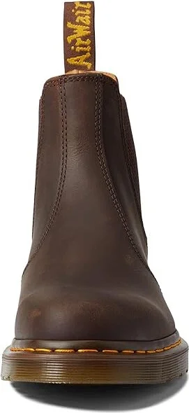Dr. Martens 2976 Yellow Stitch Smooth Leather Chelsea Boots Shoes Dark Brown Crazy Horse : UK 3 (US Men's 4 - Women's 5) Medium - Image 2