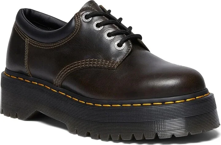 Dr. Martens 8053 Quad Leather Platform Shoes Lace-up Boots Dark Khaki : UK 7 (US Men's 8 - US Women's 9) Medium - Image 5