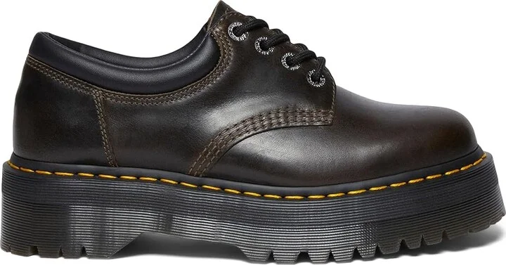 Dr. Martens 8053 Quad Leather Platform Shoes Lace-up Boots Dark Khaki : UK 7 (US Men's 8 - US Women's 9) Medium - Image 6