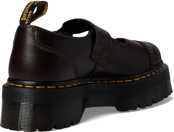 Dr. Martens Addina Leather Platform Shoes Women's Flat Shoes Dark Taupe : UK 7 (US Women's 9) M - Image 4
