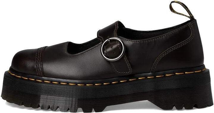 Dr. Martens Addina Leather Platform Shoes Women's Flat Shoes Dark Taupe : UK 7 (US Women's 9) M - Image 6