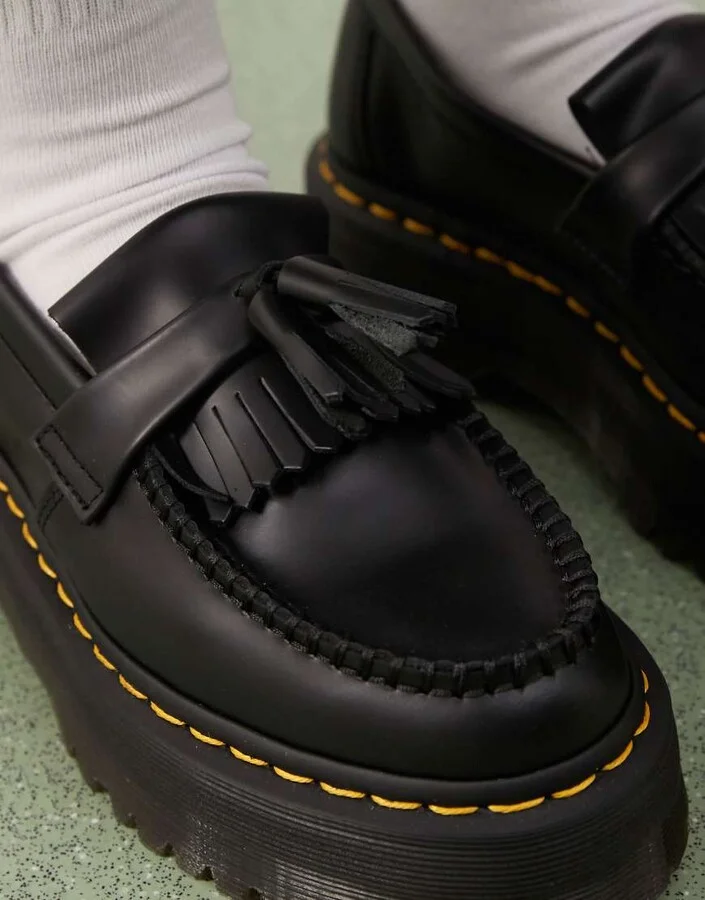 Dr Martens Adrian quad flatform loafers in black - Image 2