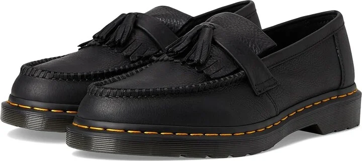 Dr. Martens Adrian Yellow Stitch Leather Loafers Lace-up Boots Black : UK 7 (US Men's 8 - US Women's 9) M