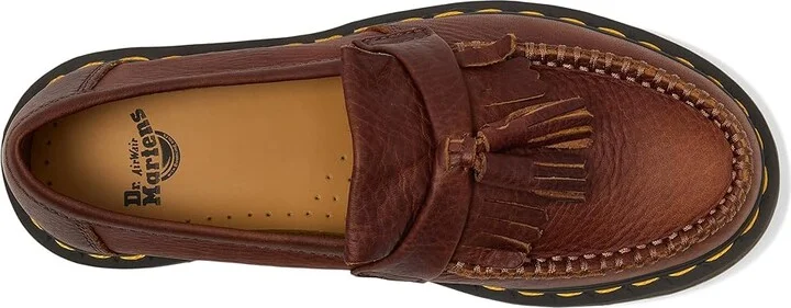 Dr. Martens Adrian Yellow Stitch Leather Loafers Lace-up Boots Cashew : UK 12 (US Men's 13) M - Image 2