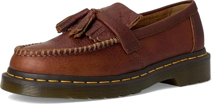 Dr. Martens Adrian Yellow Stitch Leather Loafers Lace-up Boots Cashew : UK 12 (US Men's 13) M - Image 5