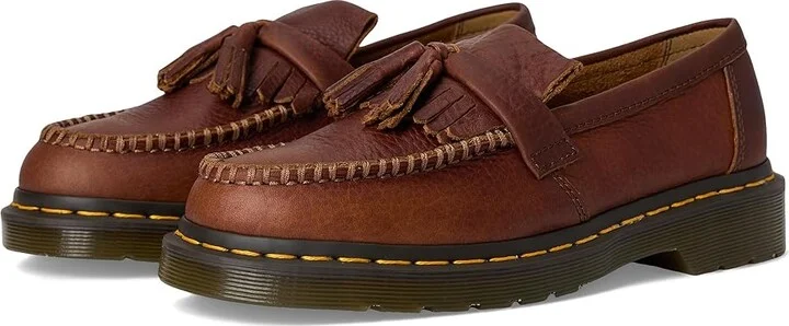 Dr. Martens Adrian Yellow Stitch Leather Loafers Lace-up Boots Cashew : UK 12 (US Men's 13) M