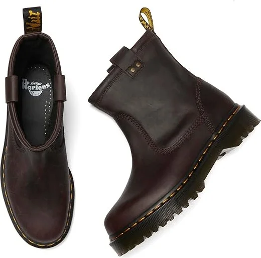 Dr. Martens Anistone Lo Leather Boots Boots Dark Brown : UK 6 (US Men's 7 - US Women's 8) Medium, Leather/Satin - Image 2