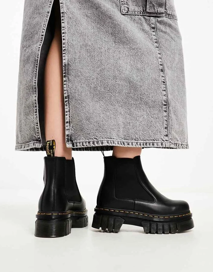 Dr Martens Audrick Chelsea chunky flat Chelsea boots in black - Image 3