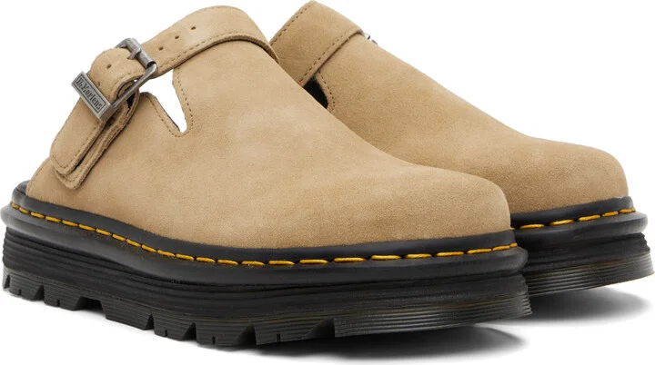 Dr. Martens Beige Zebzag Suede Casual Slingback Platform Mules - Image 4