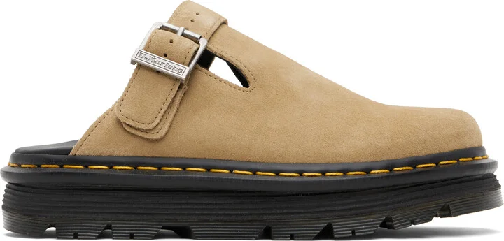 Dr. Martens Beige Zebzag Suede Casual Slingback Platform Mules