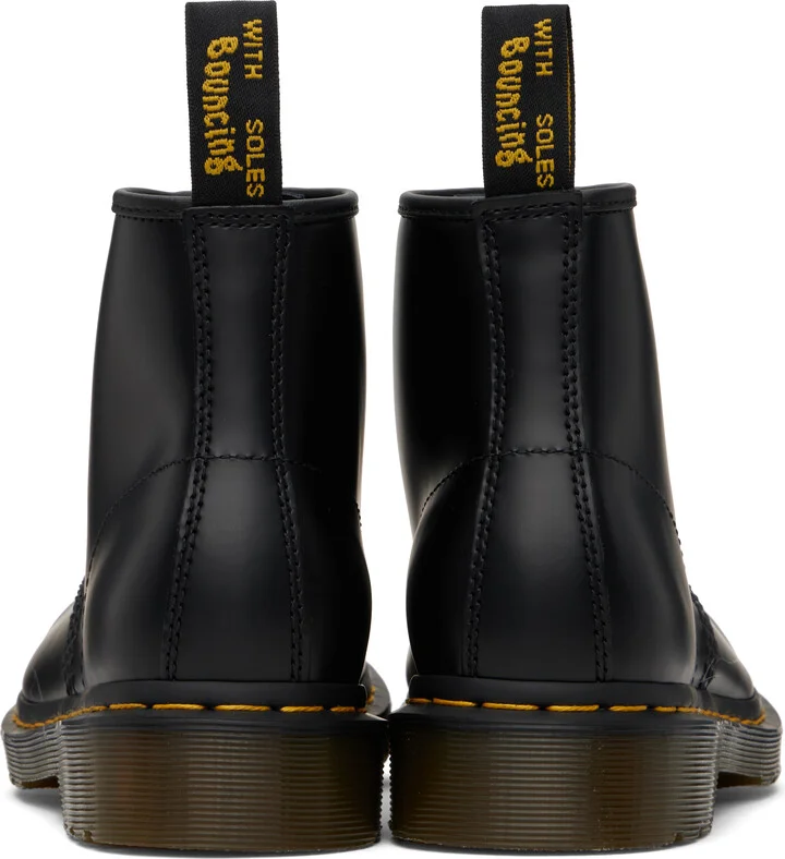Dr. Martens Black 101 Yellow Stitch Smooth Leather Ankle Boots - Image 2