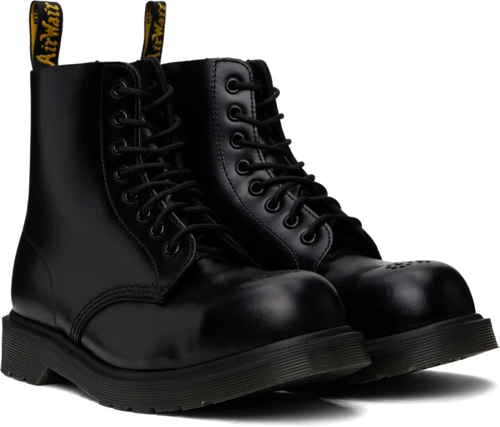 Dr. Martens Black 1460 Analine Steel Toe Leather Boots - Image 4