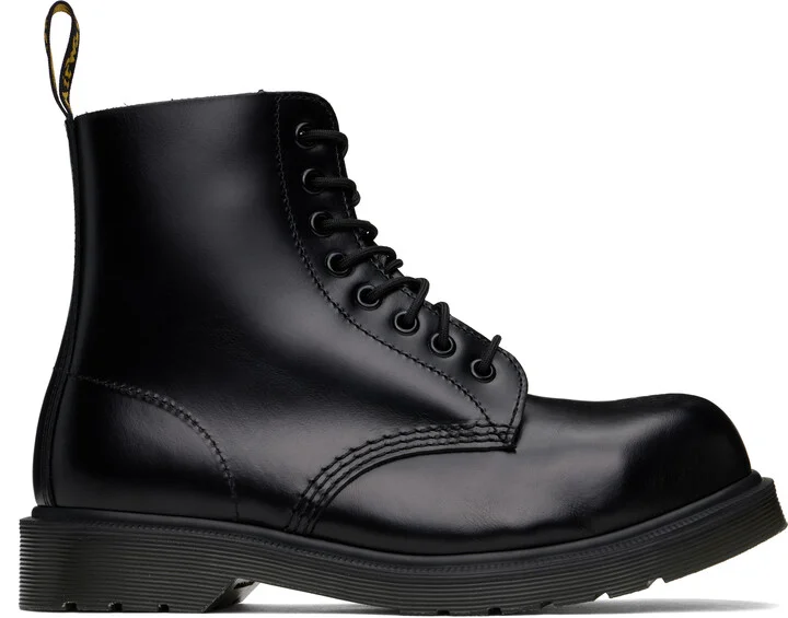 Dr. Martens Black 1460 Analine Steel Toe Leather Boots