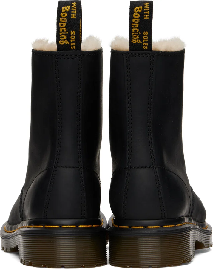 Dr. Martens Black 1460 Faux Fur Lined Boots - Image 2