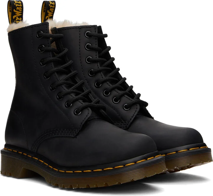 Dr. Martens Black 1460 Faux Fur Lined Boots - Image 4