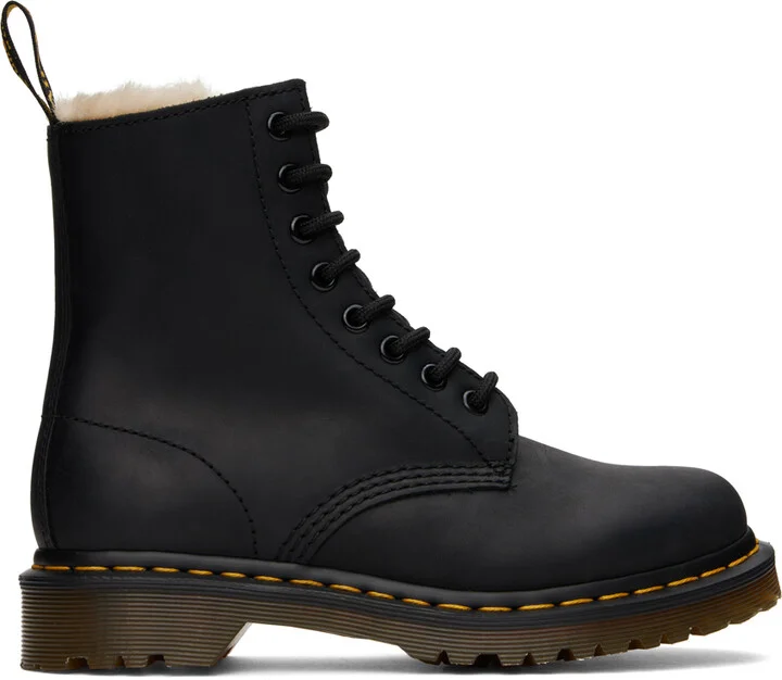 Dr. Martens Black 1460 Faux Fur Lined Boots