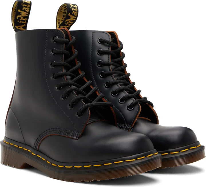 Dr. Martens Black 1460 Vintage 'Made In England' Lace-Up Boots - Image 4