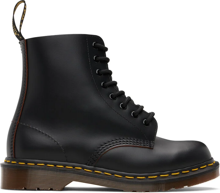 Dr. Martens Black 1460 Vintage 'Made In England' Lace-Up Boots