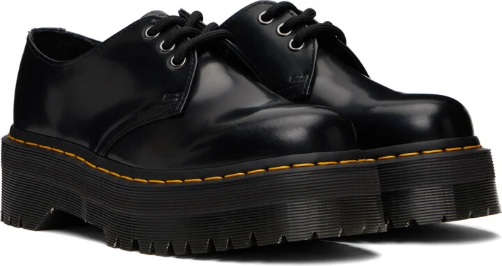 Dr. Martens Black 1461 Smooth Leather Platform Derbys - Image 4