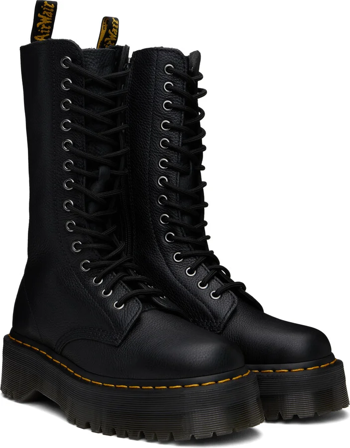 Dr. Martens Black 1B99 Pisa Leather Mid Calf Lace Up Boots - Image 4