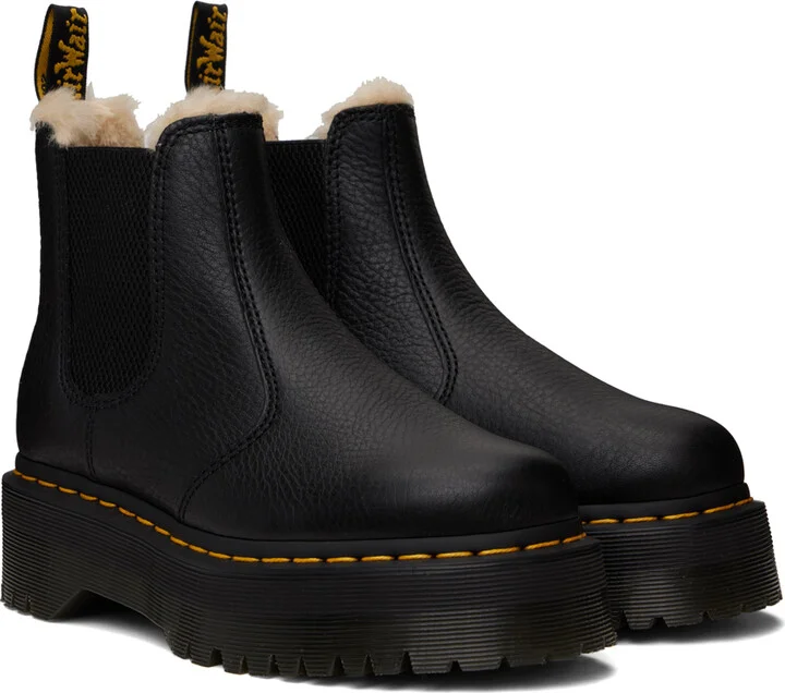 Dr. Martens Black 2976 Faux Fur Lined Chelsea Boots - Image 4