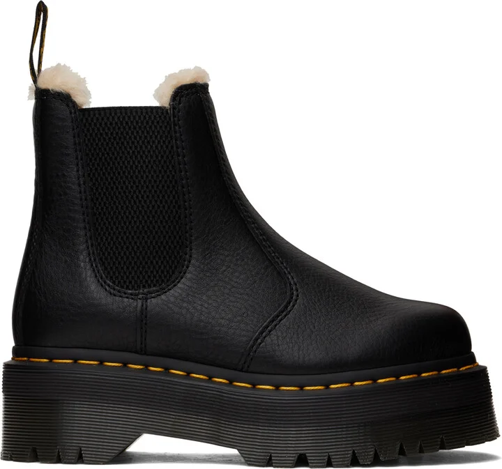 Dr. Martens Black 2976 Faux Fur Lined Chelsea Boots
