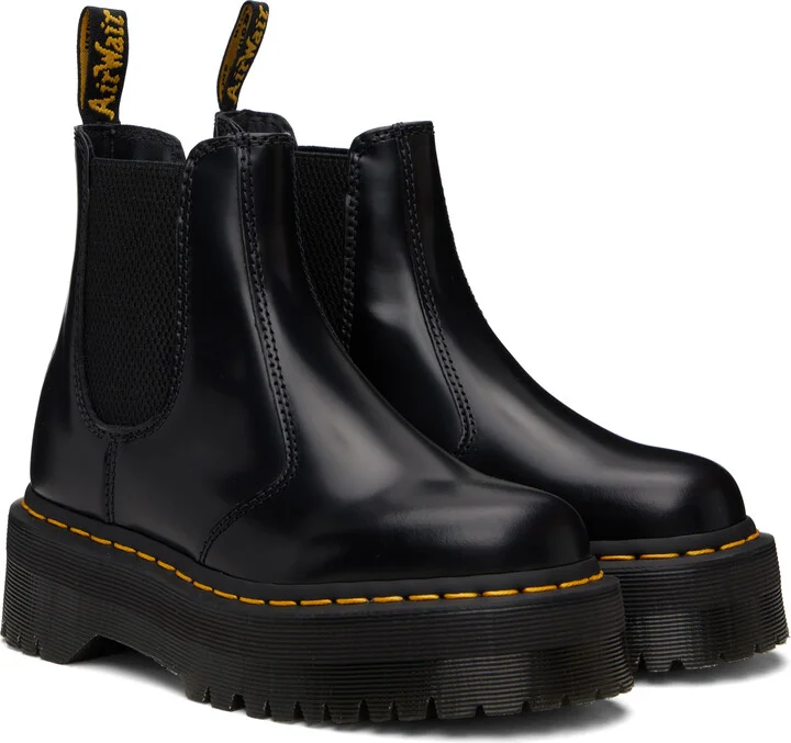 Dr. Martens Black 2976 Polished Smooth Platform Chelsea Boots - Image 4