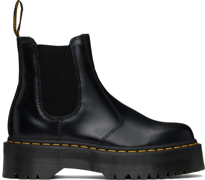 Dr. Martens Black 2976 Polished Smooth Platform Chelsea Boots