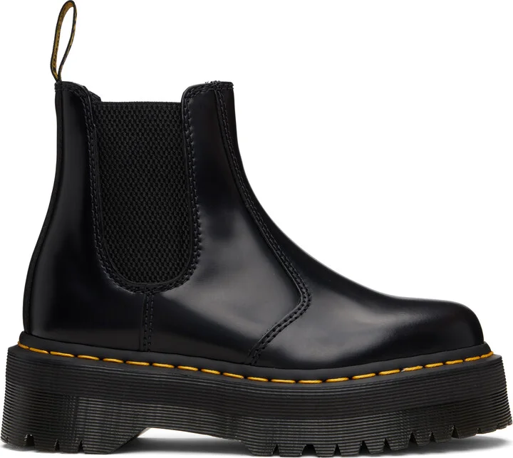 Dr. Martens Black 2976 Polished Smooth Platform Chelsea Boots