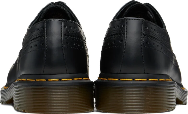 Dr. Martens Black 3989 Yellow Stitch Smooth Leather Brogues - Image 2