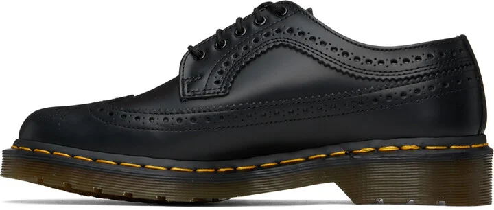Dr. Martens Black 3989 Yellow Stitch Smooth Leather Brogues - Image 3