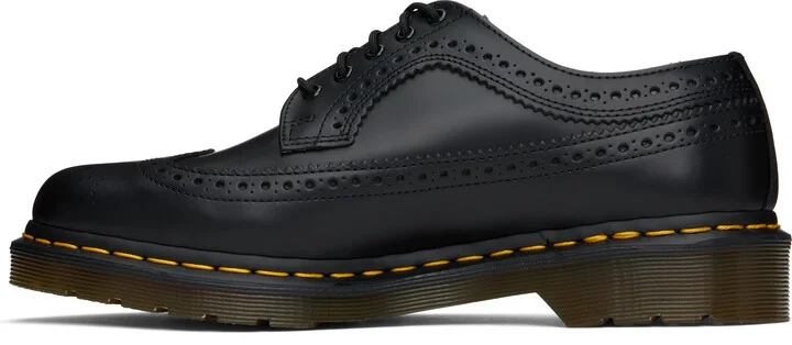 Dr. Martens Black 3989 Yellow Stitch Smooth Leather Brogues - Image 3