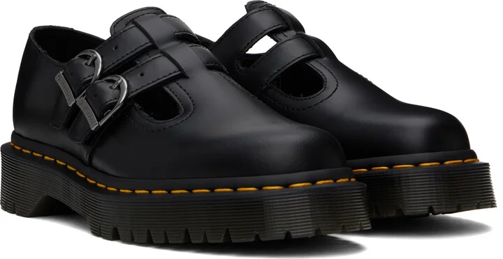 Dr. Martens Black 8065 II Bex Smooth Leather Platform Mary Jane Loafers - Image 4