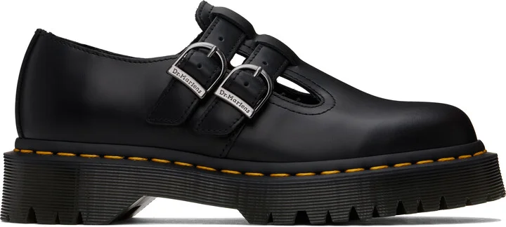 Dr. Martens Black 8065 II Bex Smooth Leather Platform Mary Jane Loafers