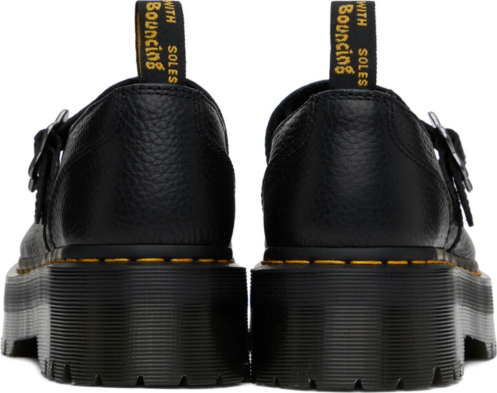 Dr. Martens Black Addina Flower Buckle Leather Platform Oxfords - Image 2