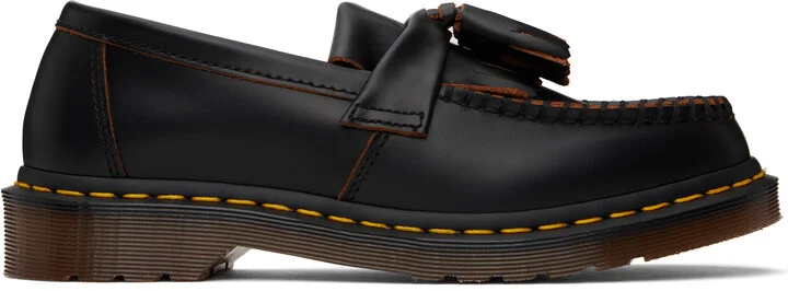 Dr. Martens Black Adrian Made in England Quilon Leather Tassel Loafers