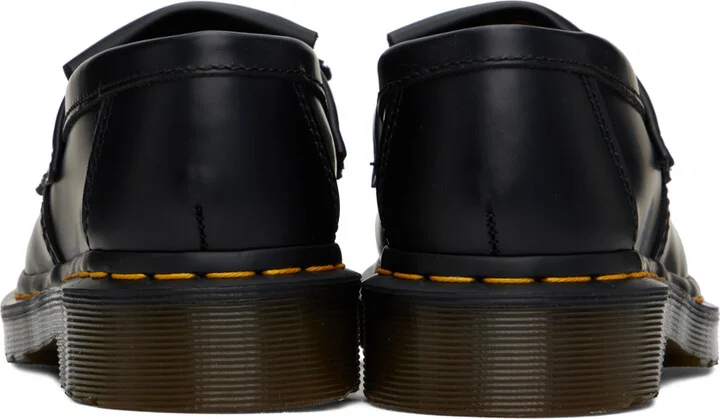 Dr. Martens Black Adrian Yellow Stitch Leather Tassel Loafers - Image 2