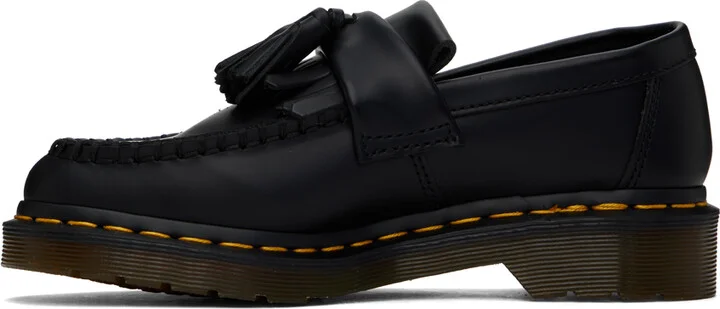Dr. Martens Black Adrian Yellow Stitch Leather Tassel Loafers - Image 3