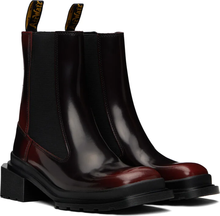 Dr. Martens Black & Burgundy Maybole Square Toe Chelsea Boots - Image 4