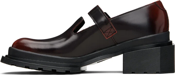 Dr. Martens Black & Burgundy Maybole Square Toe Mary Jane Heels - Image 3