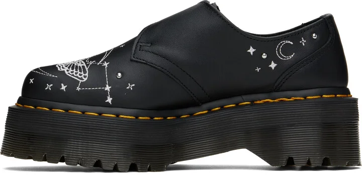 Dr. Martens Black Celestial Moth Leather Platform Monkstraps - Image 3