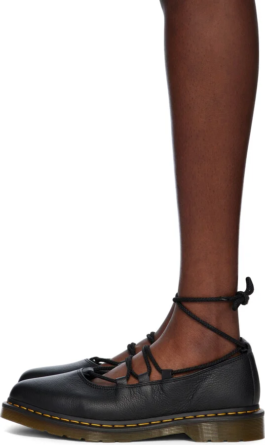 Dr. Martens Black Elphie II Virginia Leather Ballet Loafers - Image 3