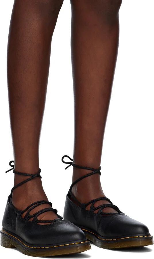 Dr. Martens Black Elphie II Virginia Leather Ballet Loafers - Image 4